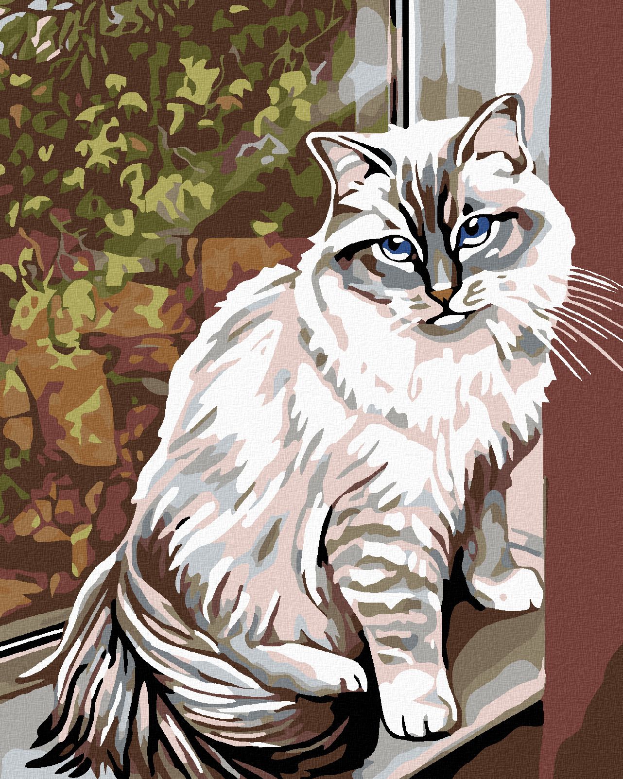 zuty Malování podle čísel - BÍLÁ KOČKA V OKNĚ - Rozměr: 40x50 cm, Rámování: Varianta: vypnuté plátno na rám - obrázek 1