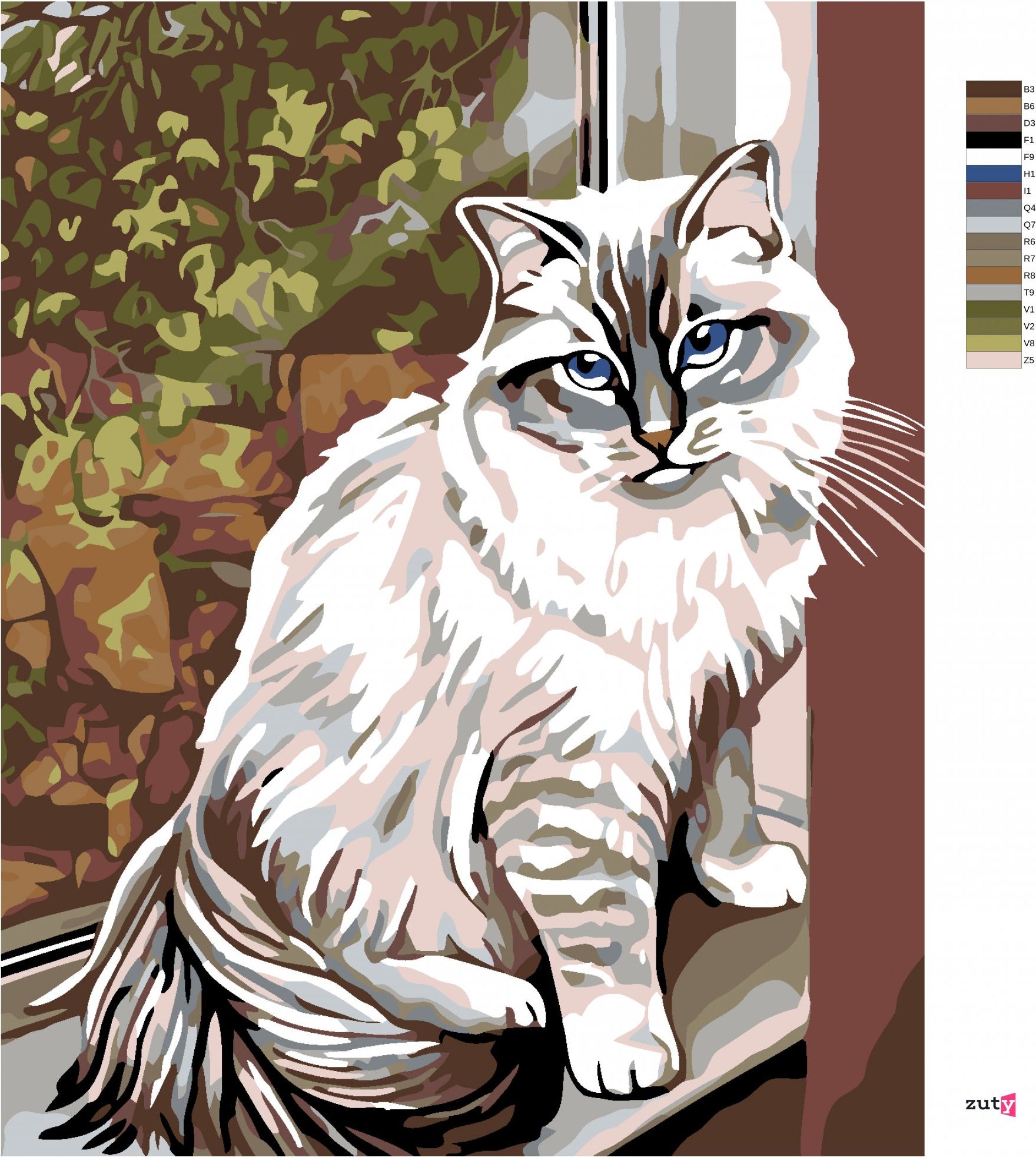 zuty Malování podle čísel - BÍLÁ KOČKA V OKNĚ - Rozměr: 40x50 cm, Rámování: Varianta: vypnuté plátno na rám - obrázek 5