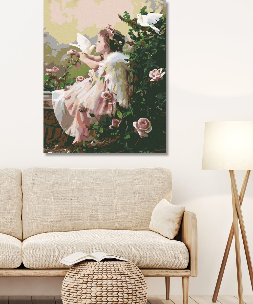 zuty Malování podle čísel - ANDĚL V RŮŽÍCH - Rozměr: 40x50 cm, Rámování: Varianta: vypnuté plátno na rám - obrázek 7