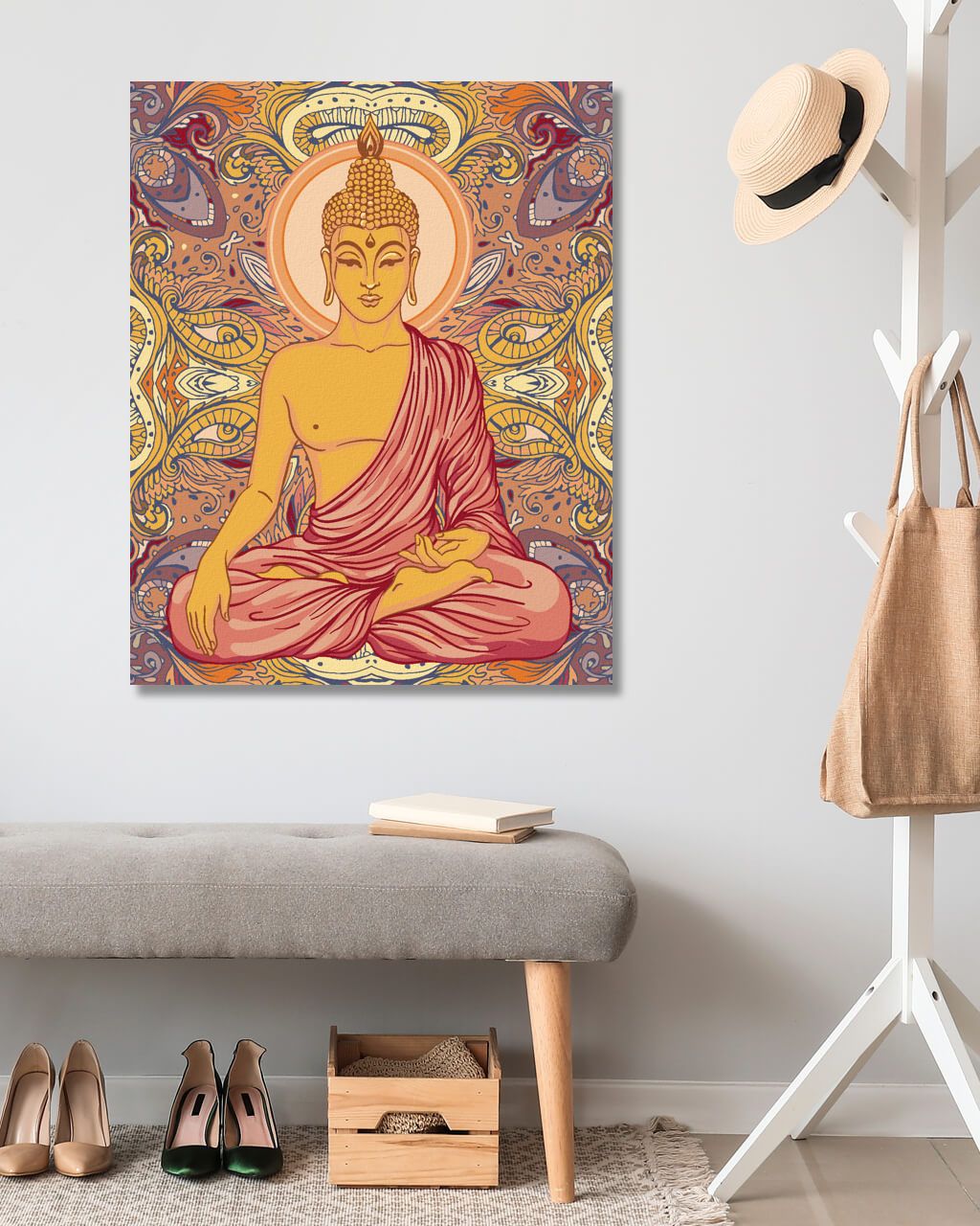 zuty Malování podle čísel - BUDDHA A ORNAMENTY - Rozměr: 40x50 cm, Rámování: Varianta: bez rámu a bez vypnutí plátna - obrázek 3