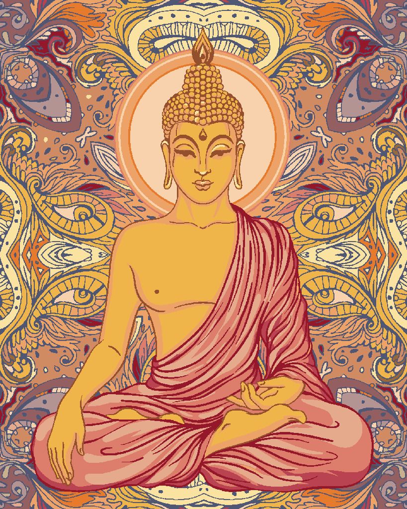 zuty Malování podle čísel - BUDDHA A ORNAMENTY - Rozměr: 40x50 cm, Rámování: Varianta: bez rámu a bez vypnutí plátna - obrázek 4