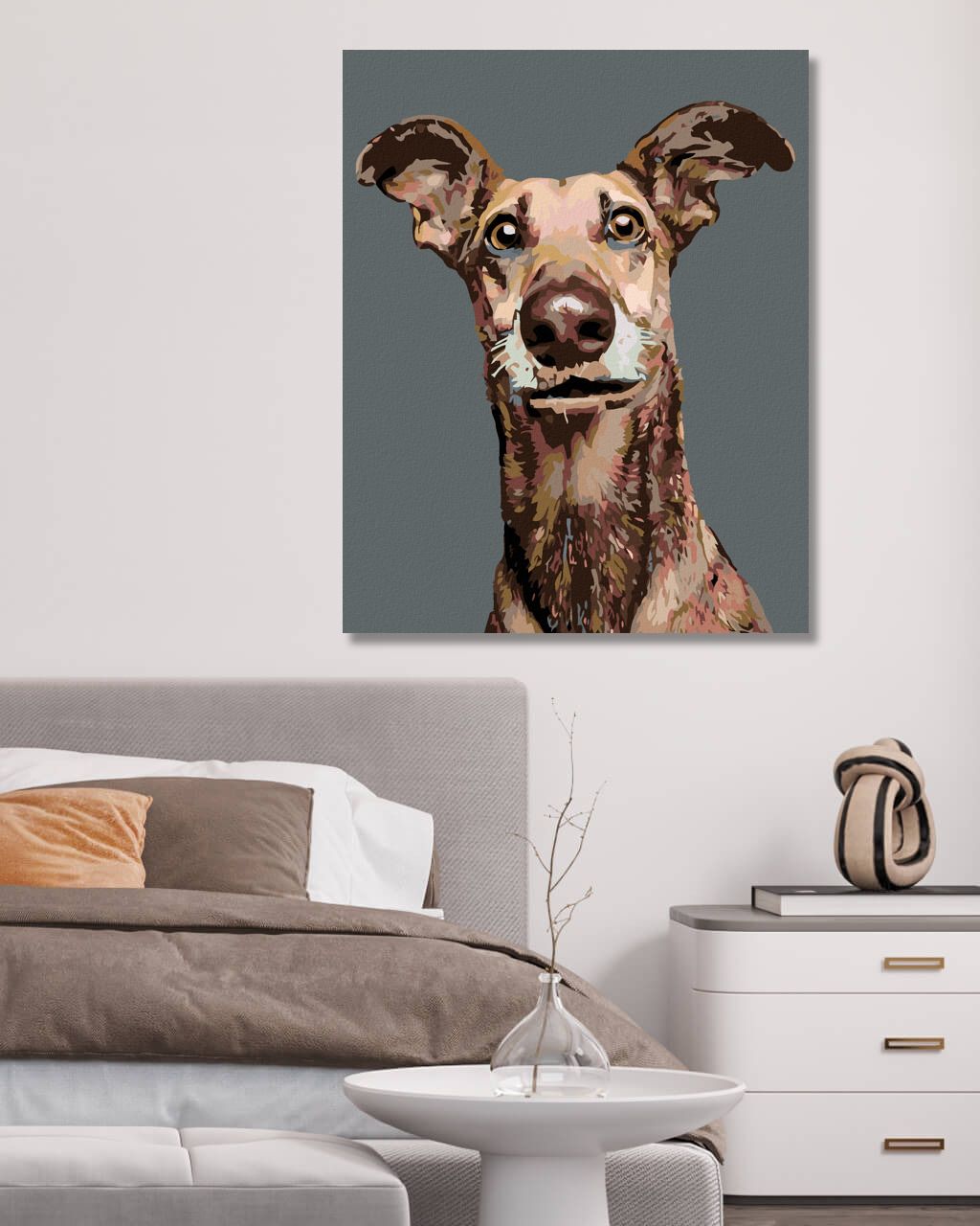 zuty Malování podle čísel - PES S NASTRAŽENÝMA UŠIMA - Rozměr: 40x50 cm, Rámování: Varianta: bez rámu a bez vypnutí plátna - obrázek 6