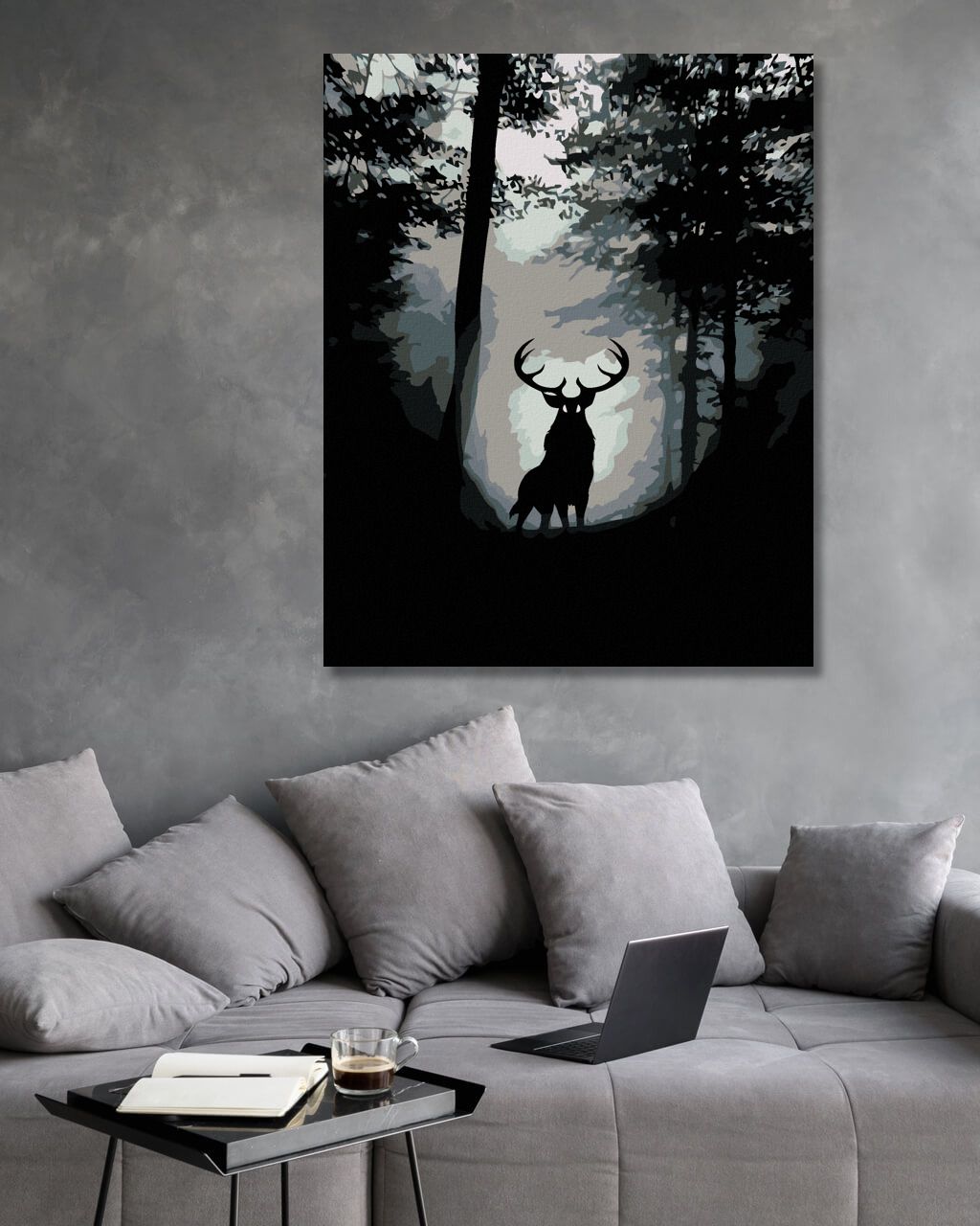 zuty Malování podle čísel - JELEN V TEMNÉM HVOZDU - Rozměr: 40x50 cm, Rámování: Varianta: bez rámu a bez vypnutí plátna - obrázek 2