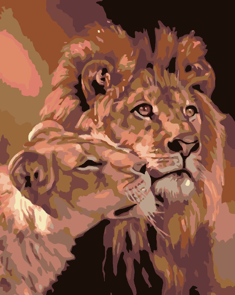 zuty Malování podle čísel - LEV S LVICÍ - Rozměr: 40x50 cm, Rámování: Varianta: bez rámu a bez vypnutí plátna - obrázek 11