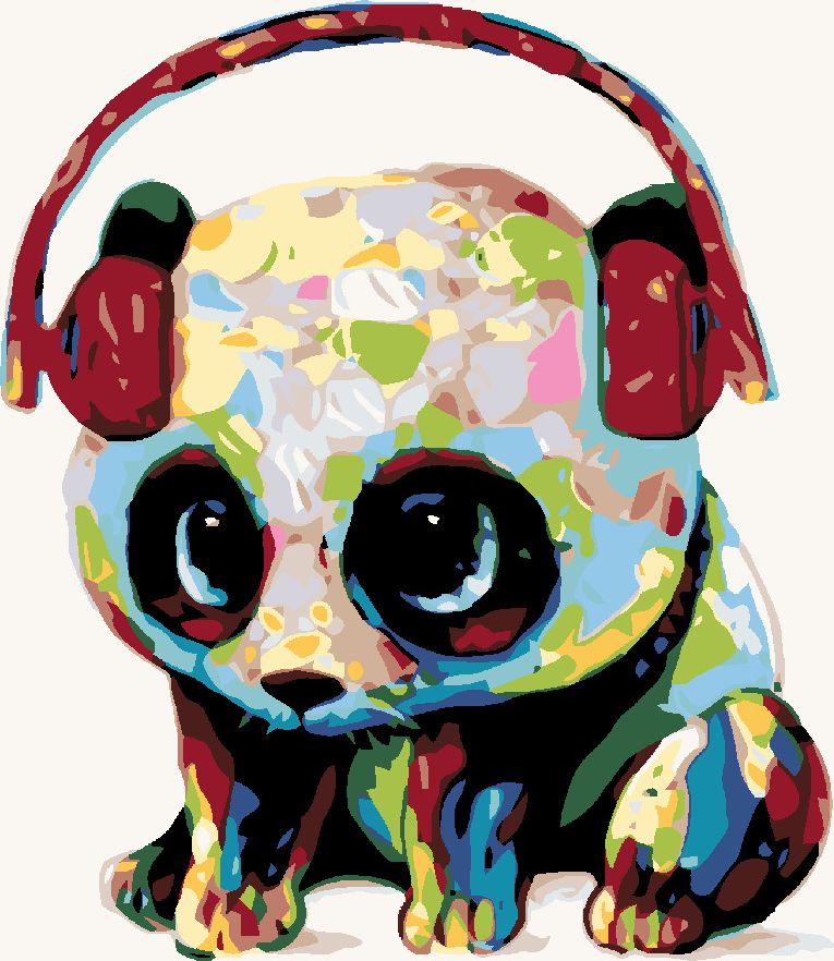 zuty Malování podle čísel - PANDA SE SLUCHÁTKY - Rozměr: 40x50 cm, Rámování: Varianta: bez rámu a bez vypnutí plátna - obrázek 8