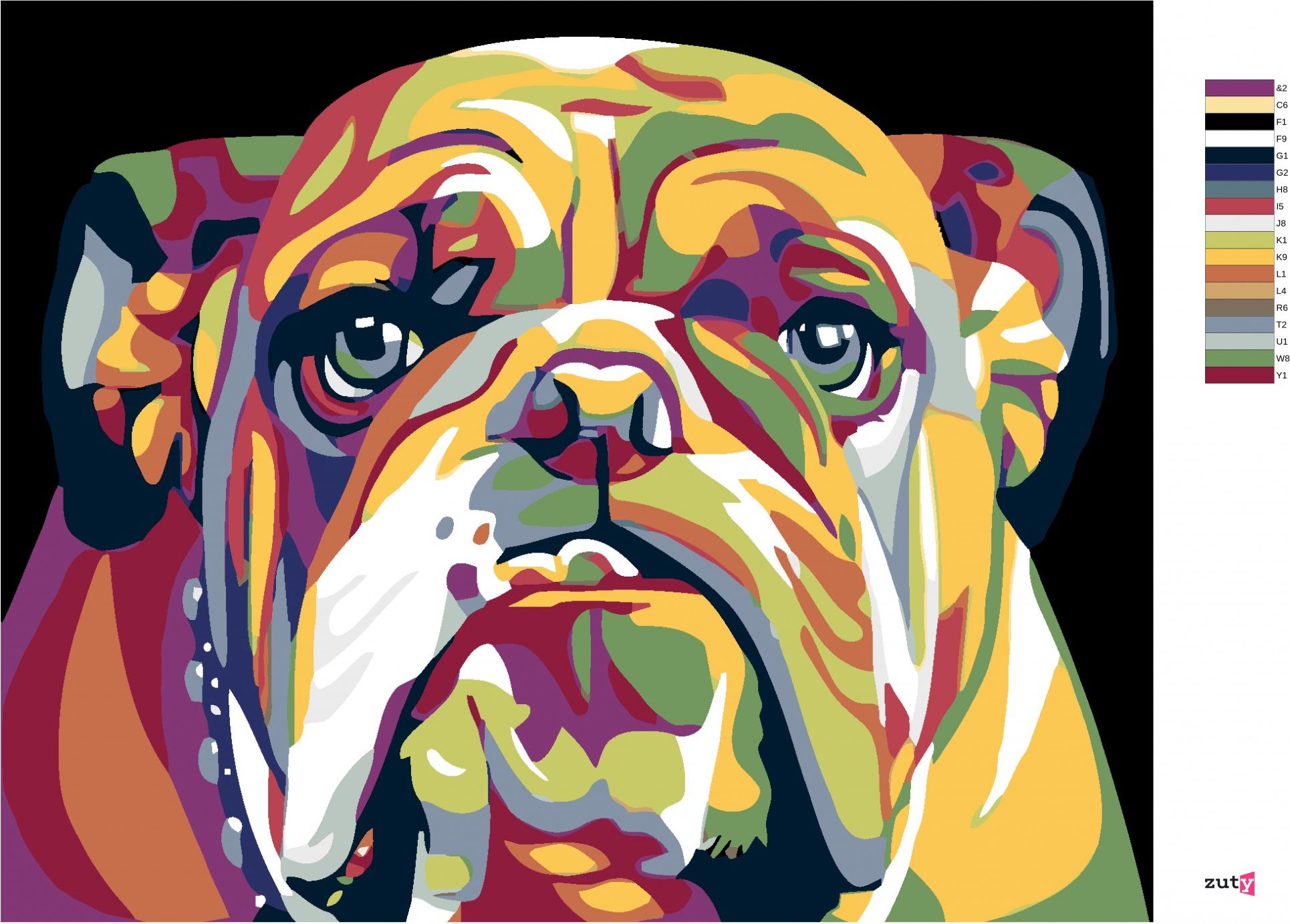 zuty Malování podle čísel - BULDOG - Rozměr: 40x50 cm, Rámování: Varianta: bez rámu a bez vypnutí plátna - obrázek 4