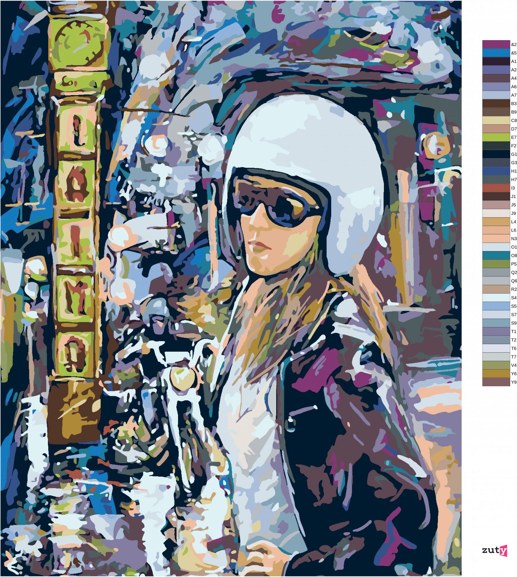zuty Malování podle čísel - MOTORKÁŘKA VE MĚSTĚ - Rozměr: 40x50 cm, Rámování: Varianta: vypnuté plátno na rám - obrázek 4
