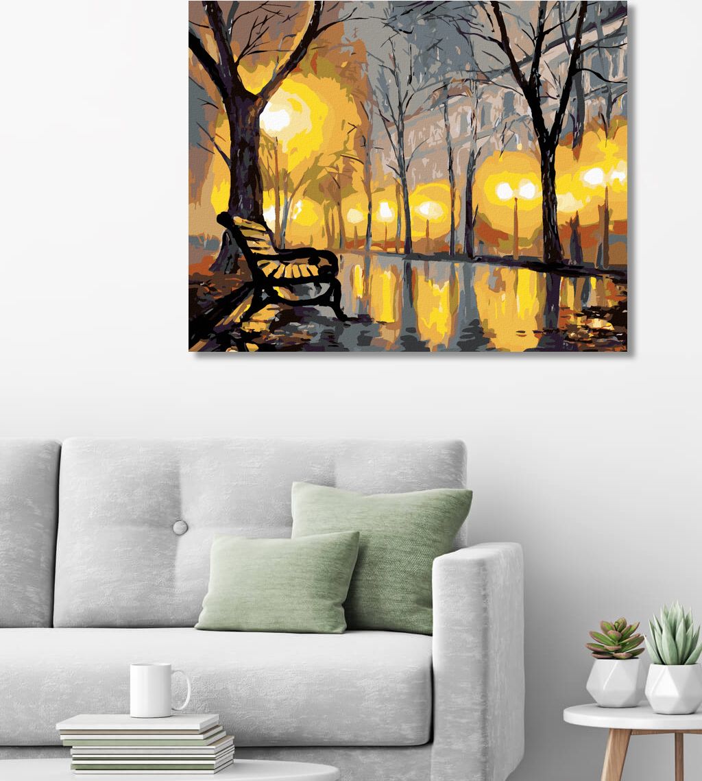 zuty Malování podle čísel - PODZIMNÍ PARK A LAVIČKA - Rozměr: 40x50 cm, Rámování: Varianta: bez rámu a bez vypnutí plátna - obrázek 9
