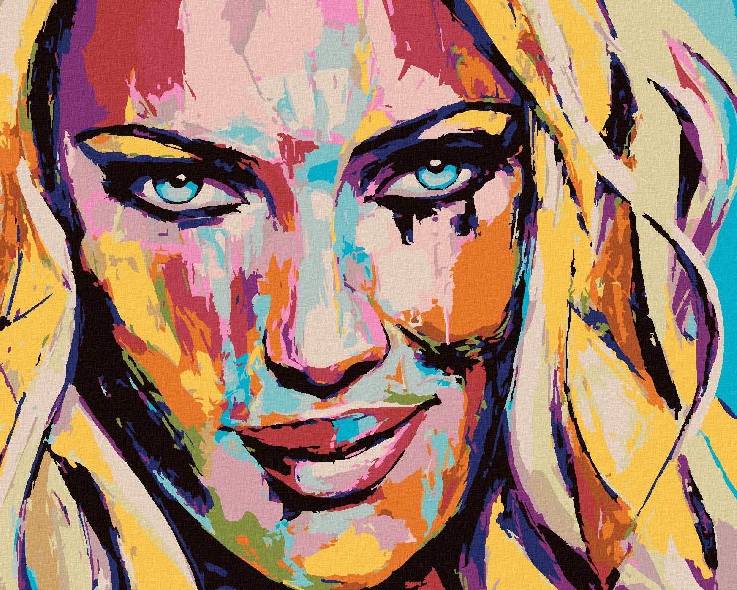 zuty Malování podle čísel - PORTRÉT BAREVNÁ ŽENA II - Rozměr: 40x50 cm, Rámování: Varianta: bez rámu a bez vypnutí plátna - obrázek 1