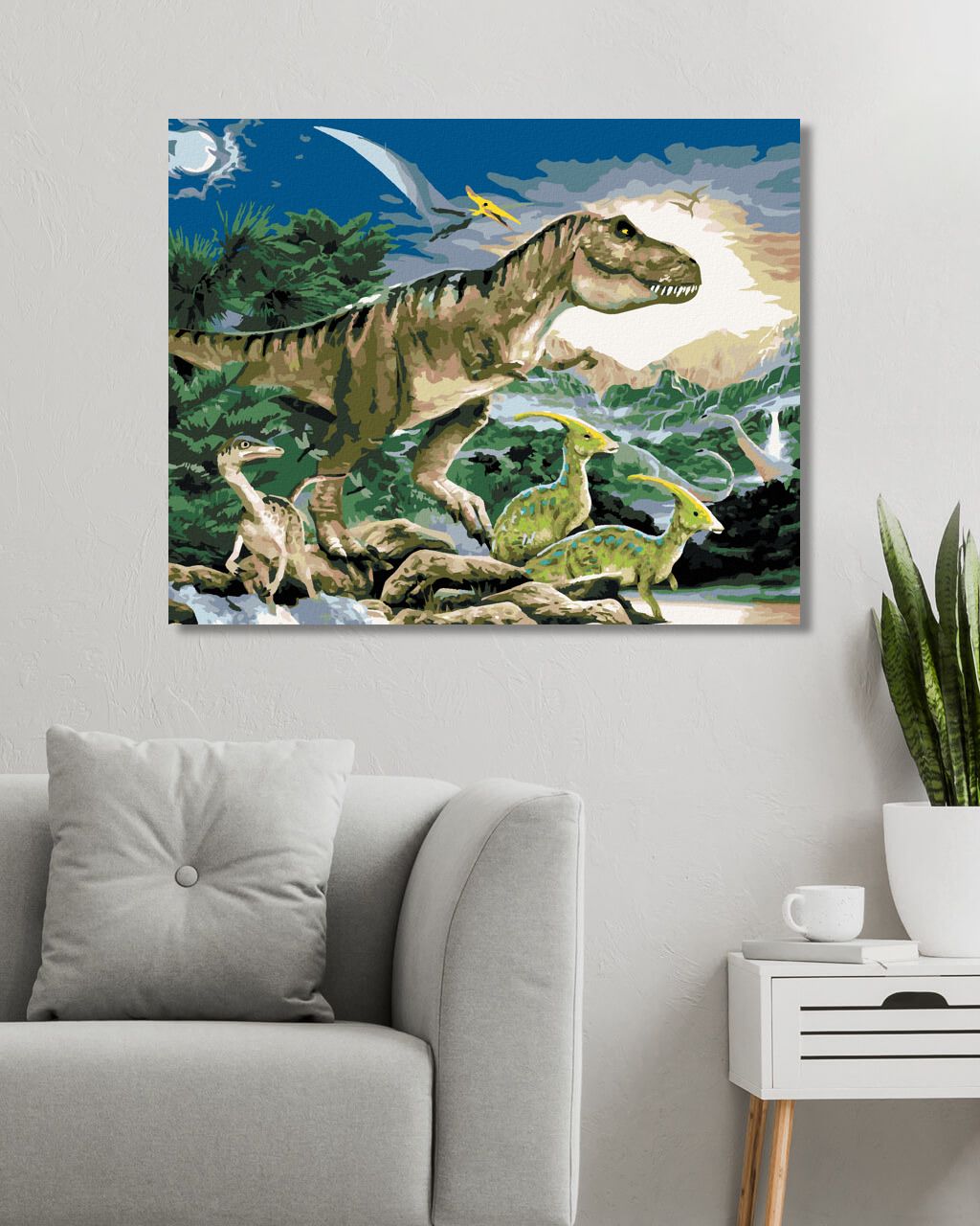 zuty Malování podle čísel - TYRANNOSAURUS KRÁL DINOSAURŮ (HOWARD ROBINSON) - Rozměr: 40x50 cm, Rámování: Varianta: bez rámu a bez vypnutí plátna - obrázek 9
