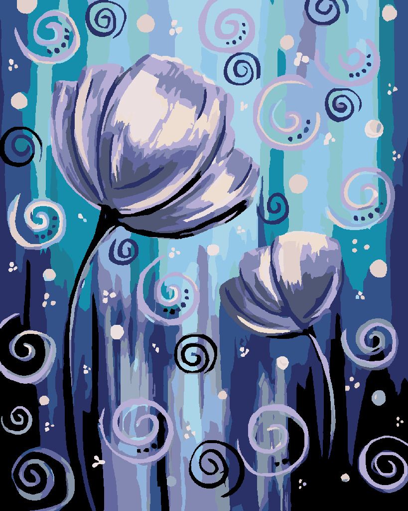 zuty Malování podle čísel - KVĚTINY A SPIRÁLKY - Rozměr: 40x50 cm, Rámování: Varianta: bez rámu a bez vypnutí plátna - obrázek 5