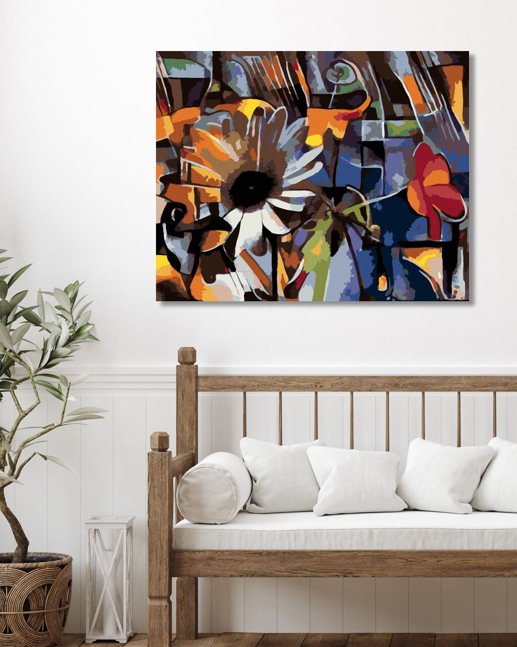zuty Malování podle čísel - KVĚTINY V KUBISTICKÉM STYLU - Rozměr: 40x50 cm, Rámování: Varianta: vypnuté plátno na rám - obrázek 4