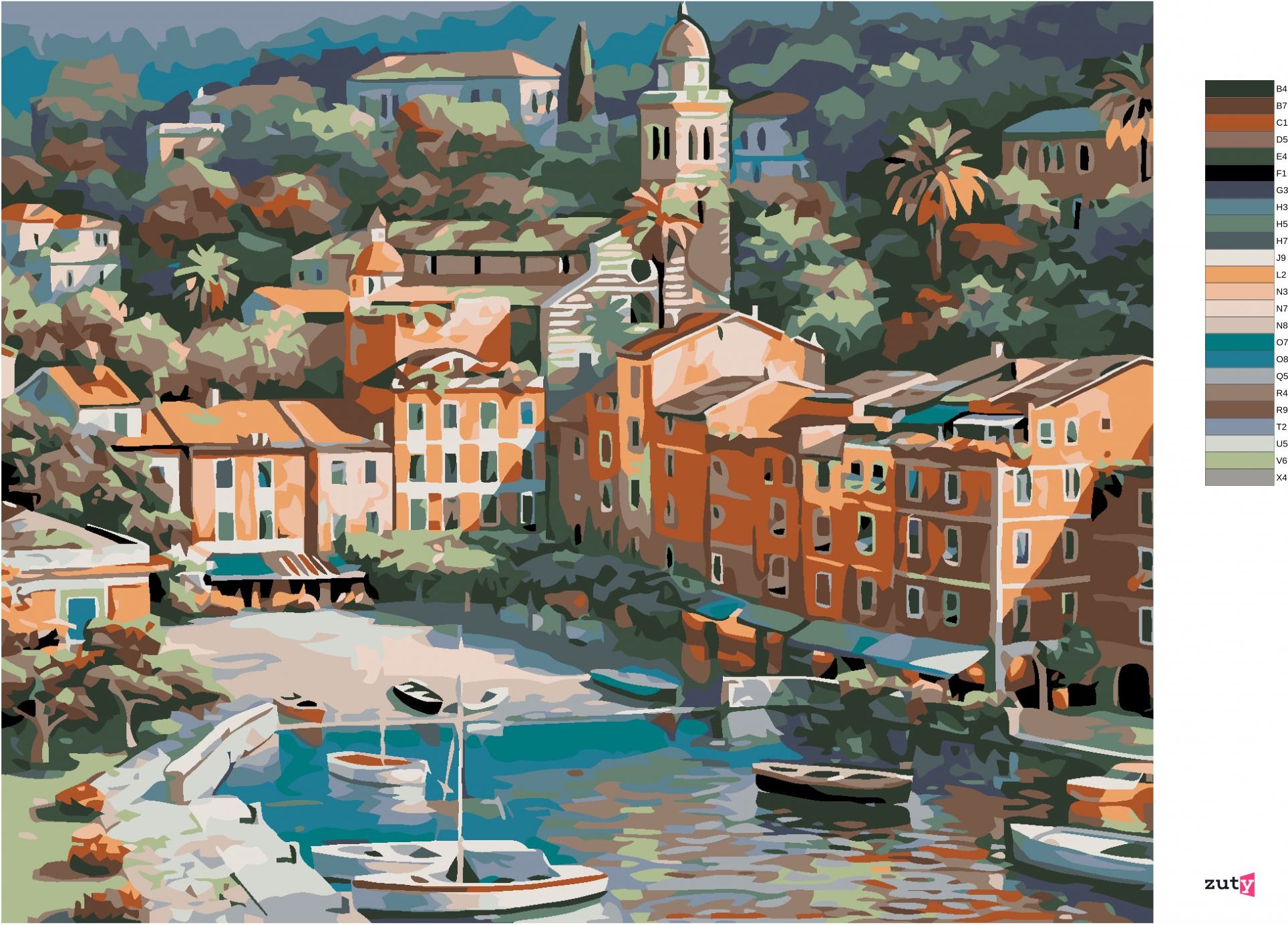 zuty Malování podle čísel - MALÉ ITALSKÉ MĚSTEČKO - Rozměr: 40x50 cm, Rámování: Varianta: vypnuté plátno na rám - obrázek 2