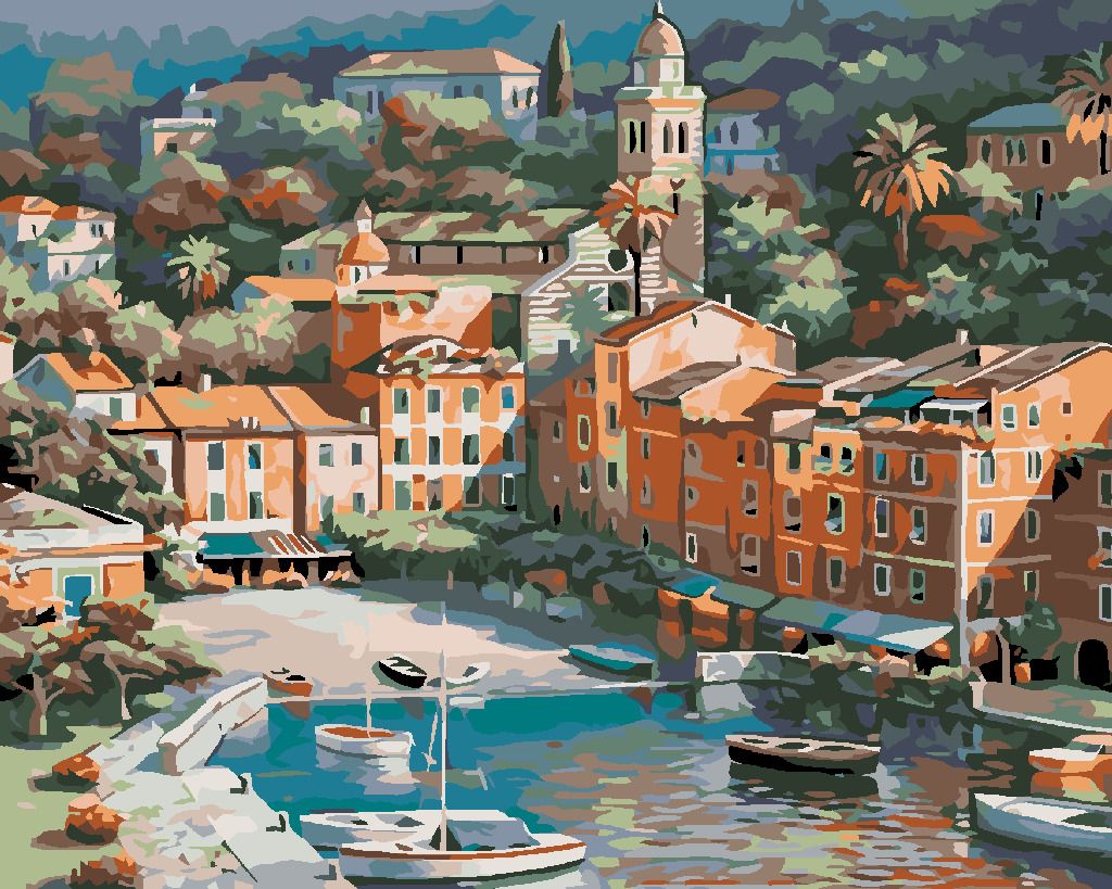 zuty Malování podle čísel - MALÉ ITALSKÉ MĚSTEČKO - Rozměr: 40x50 cm, Rámování: Varianta: vypnuté plátno na rám - obrázek 3