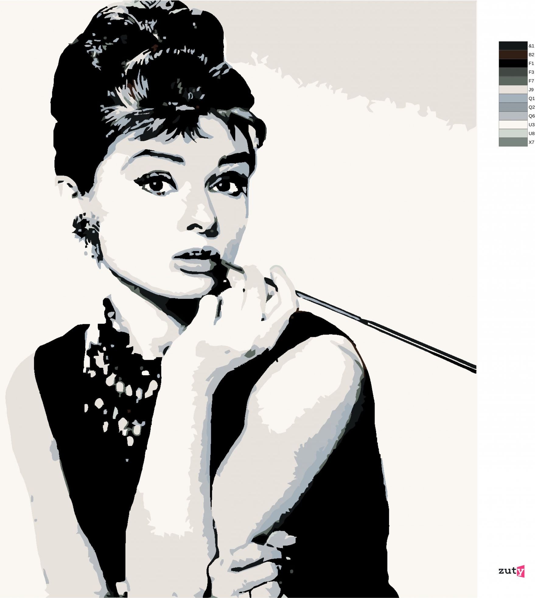zuty Malování podle čísel - AUDREY HEPBURN ČERNOBÍLÁ - Rozměr: 40x50 cm, Rámování: Varianta: vypnuté plátno na rám - obrázek 8
