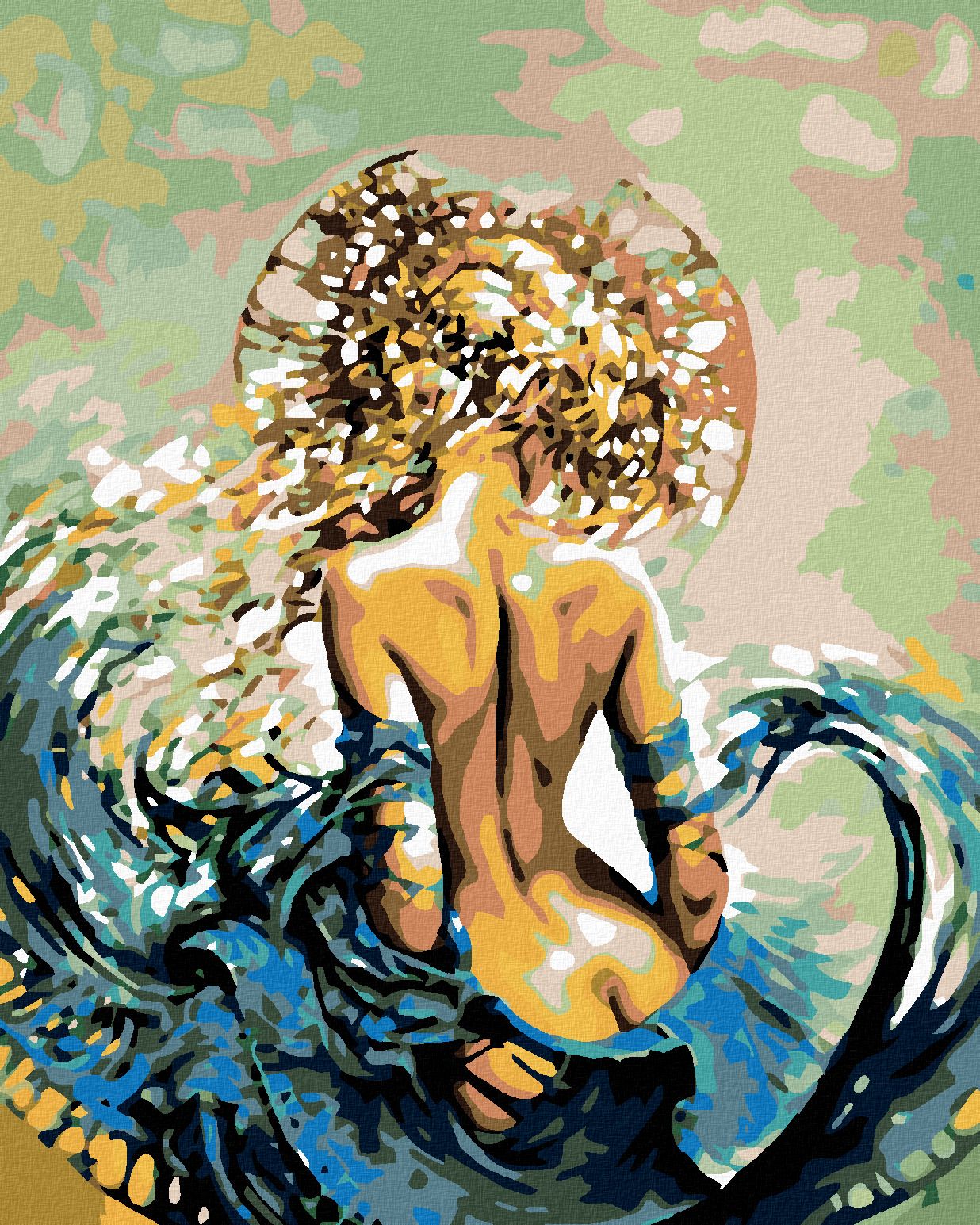 zuty Malování podle čísel - ŽENA VE VLNÁCH - Rozměr: 40x50 cm, Rámování: Varianta: vypnuté plátno na rám - obrázek 1