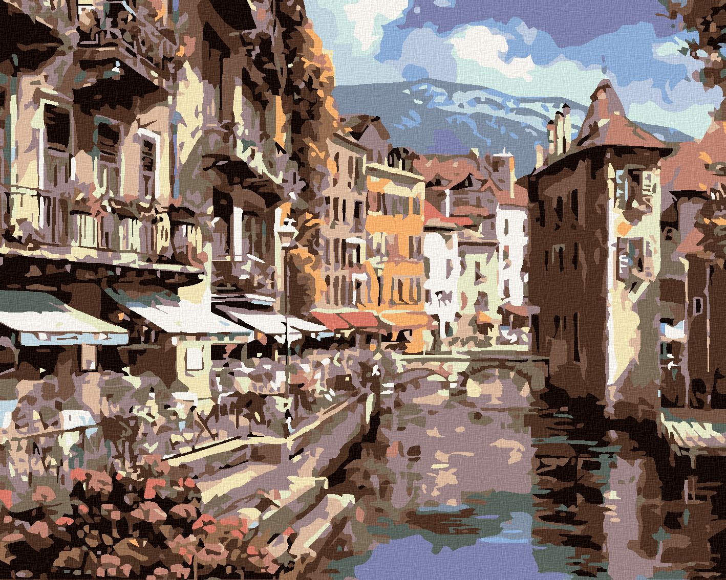 zuty Malování podle čísel - MĚSTO NA ŘECE - Rozměr: 40x50 cm, Rámování: Varianta: bez rámu a bez vypnutí plátna - obrázek 1