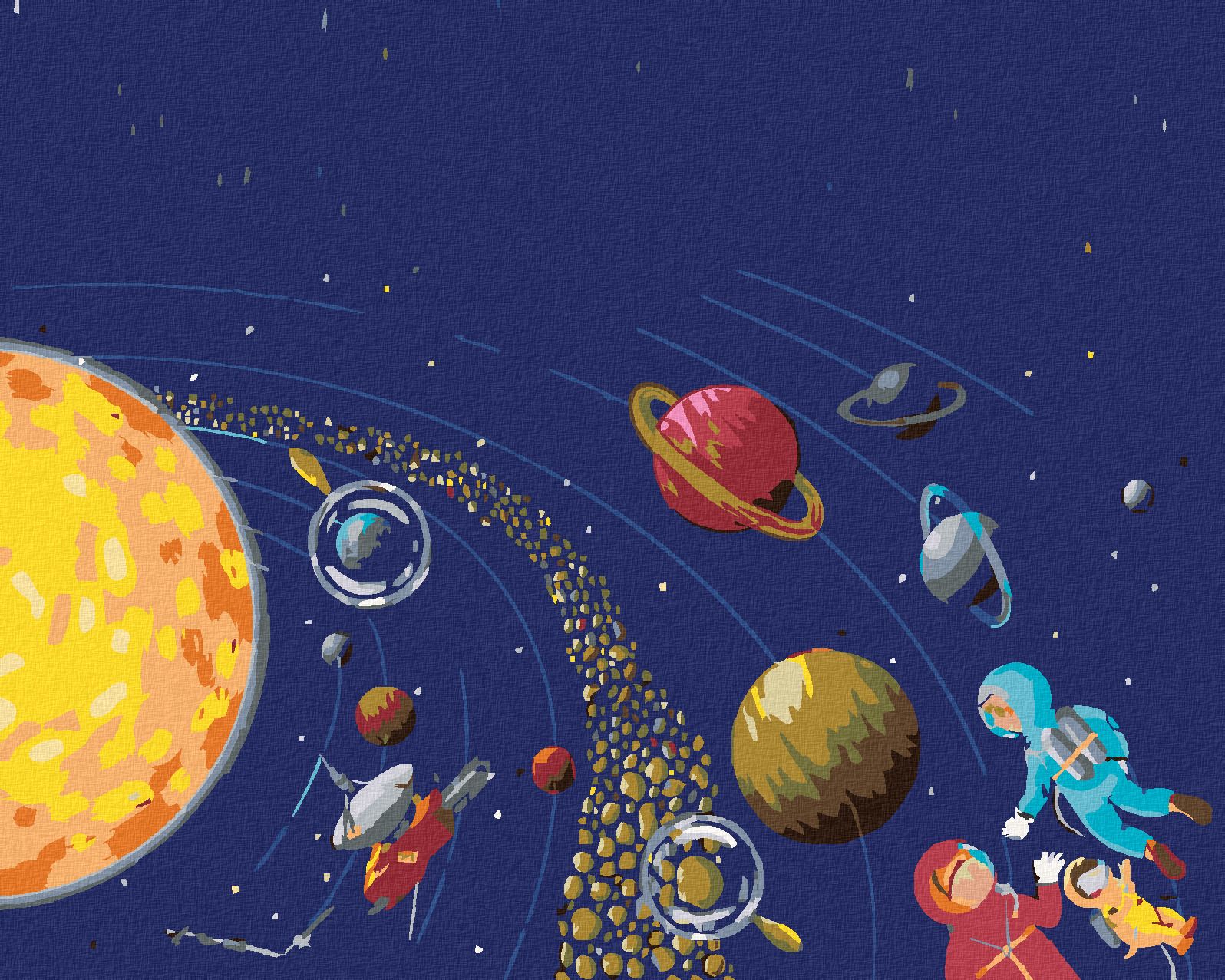 zuty Malování podle čísel - VESMÍR A KOSMONAUTI - Rozměr: 40x50 cm, Rámování: Varianta: bez rámu a bez vypnutí plátna - obrázek 1