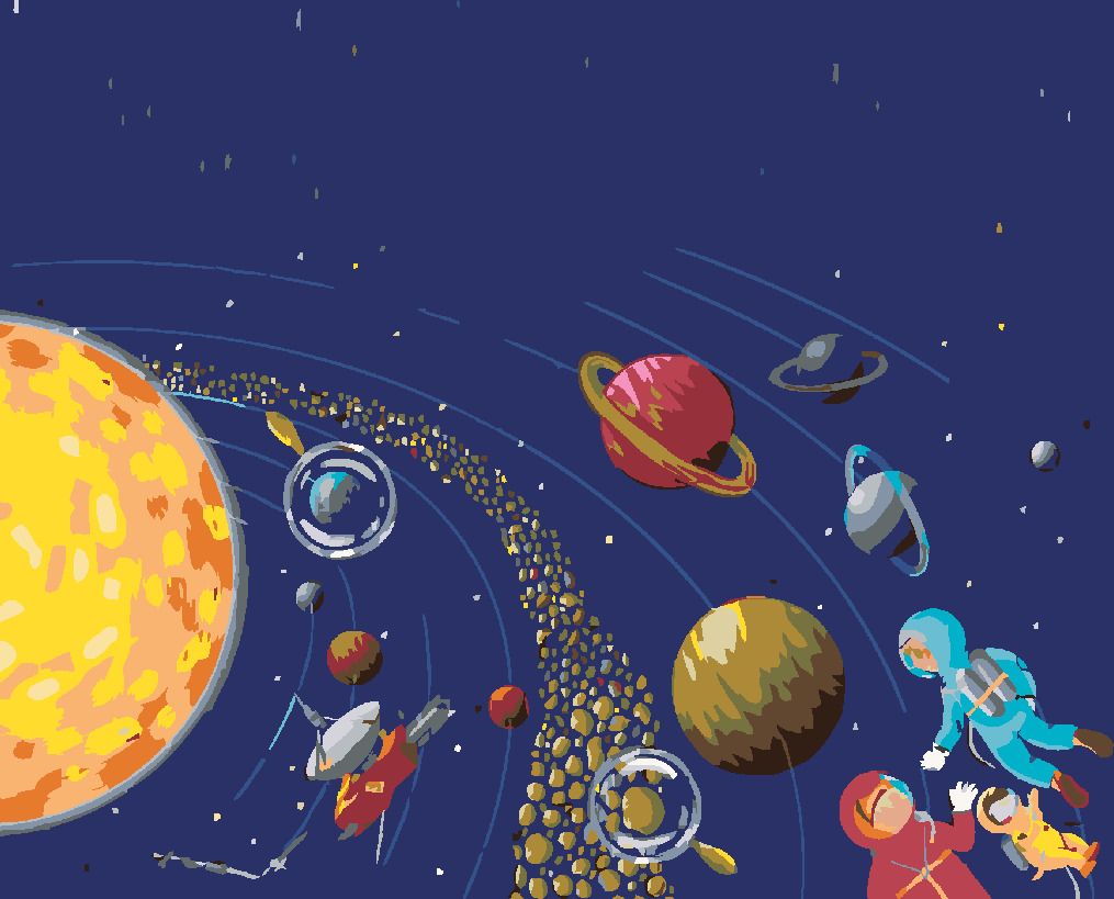 zuty Malování podle čísel - VESMÍR A KOSMONAUTI - Rozměr: 40x50 cm, Rámování: Varianta: bez rámu a bez vypnutí plátna - obrázek 4