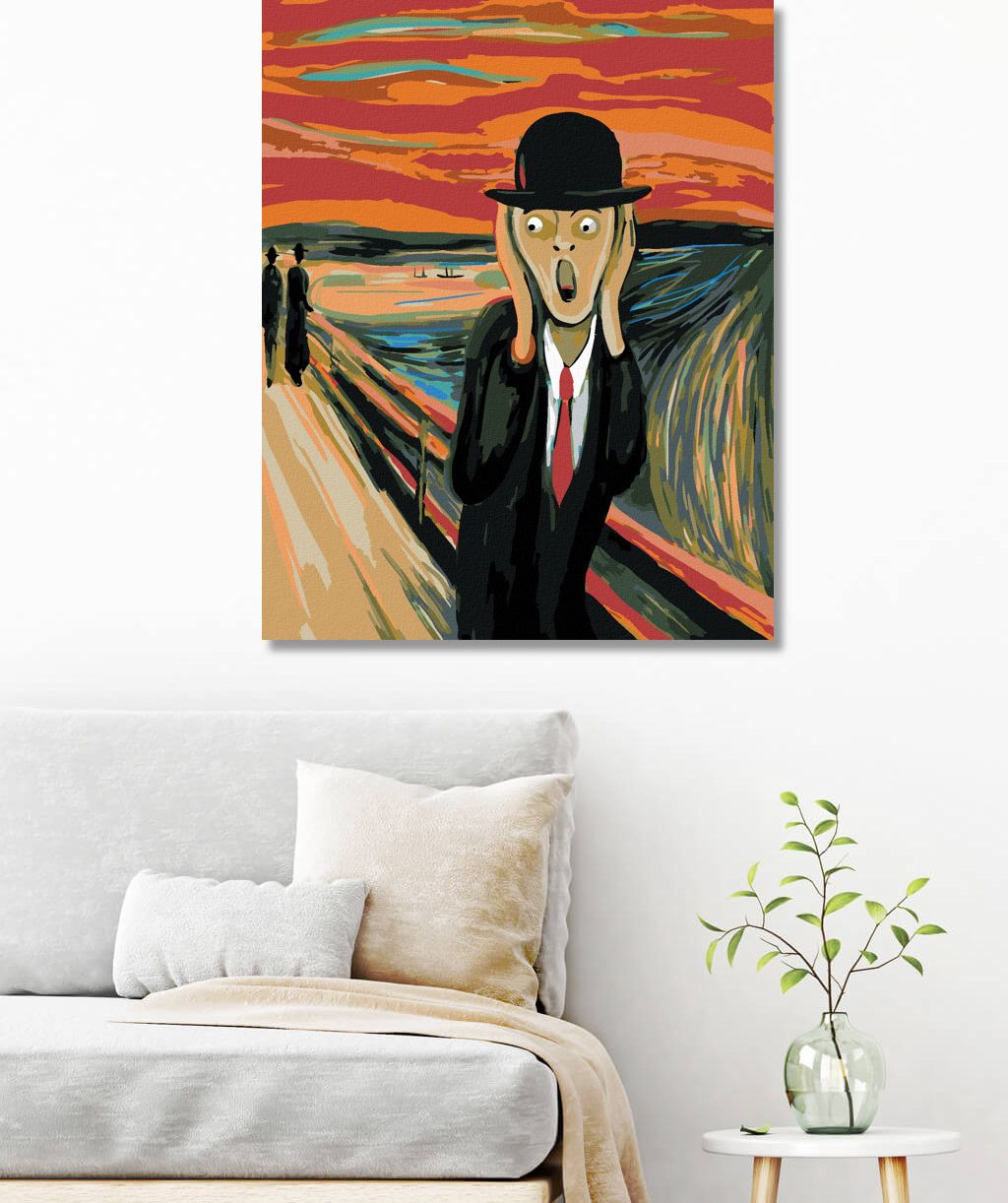 zuty Malování podle čísel - VÝKŘIK A KLOBOUK - INSPIRACE E. MUNCH - Rozměr: 40x50 cm, Rámování: Varianta: vypnuté plátno na rám - obrázek 7