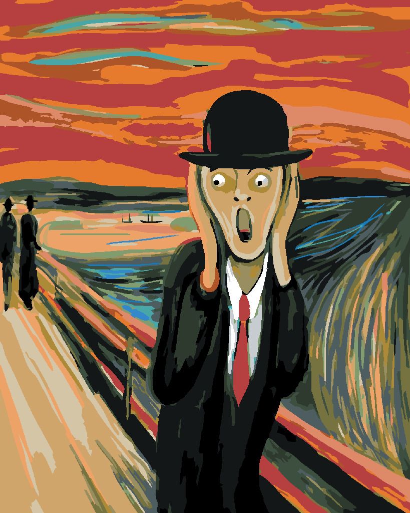 zuty Malování podle čísel - VÝKŘIK A KLOBOUK - INSPIRACE E. MUNCH - Rozměr: 40x50 cm, Rámování: Varianta: vypnuté plátno na rám - obrázek 8