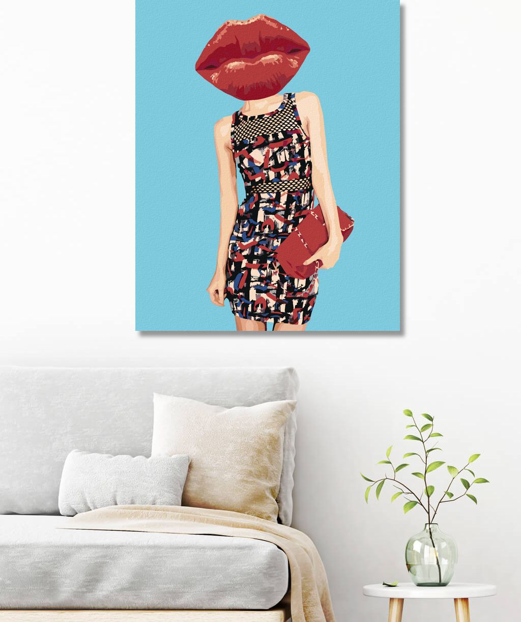 zuty Malování podle čísel - ŽENA A ČERVENÉ RTY - Rozměr: 40x50 cm, Rámování: Varianta: vypnuté plátno na rám - obrázek 2