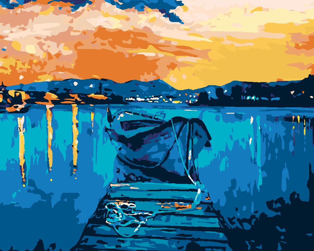 zuty Malování podle čísel - MOLO S LOĎKOU NA MOŘI - Rozměr: 40x50 cm, Rámování: Varianta: bez rámu a bez vypnutí plátna - obrázek 6