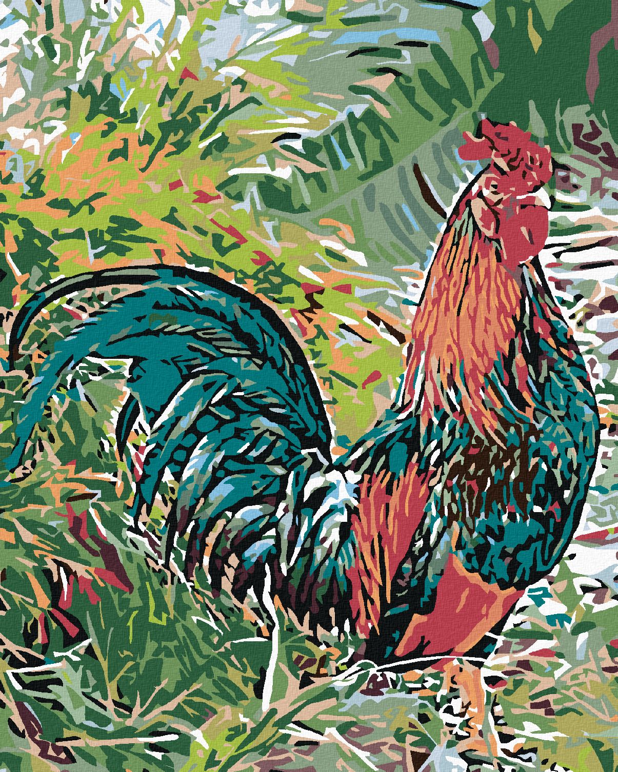 zuty Malování podle čísel - KOHOUT V TRÁVĚ - Rozměr: 40x50 cm, Rámování: Varianta: vypnuté plátno na rám - obrázek 1