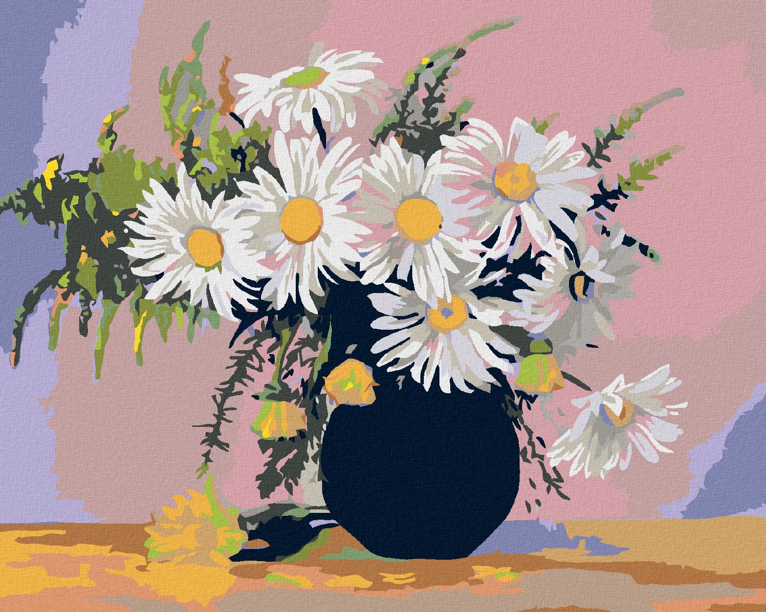 zuty Malování podle čísel - KOPRETINY V ČERNÉ VÁZE - Rozměr: 40x50 cm, Rámování: Varianta: bez rámu a bez vypnutí plátna - obrázek 1