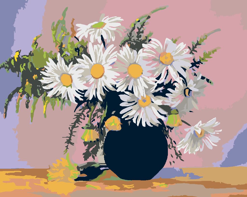 zuty Malování podle čísel - KOPRETINY V ČERNÉ VÁZE - Rozměr: 40x50 cm, Rámování: Varianta: bez rámu a bez vypnutí plátna - obrázek 6
