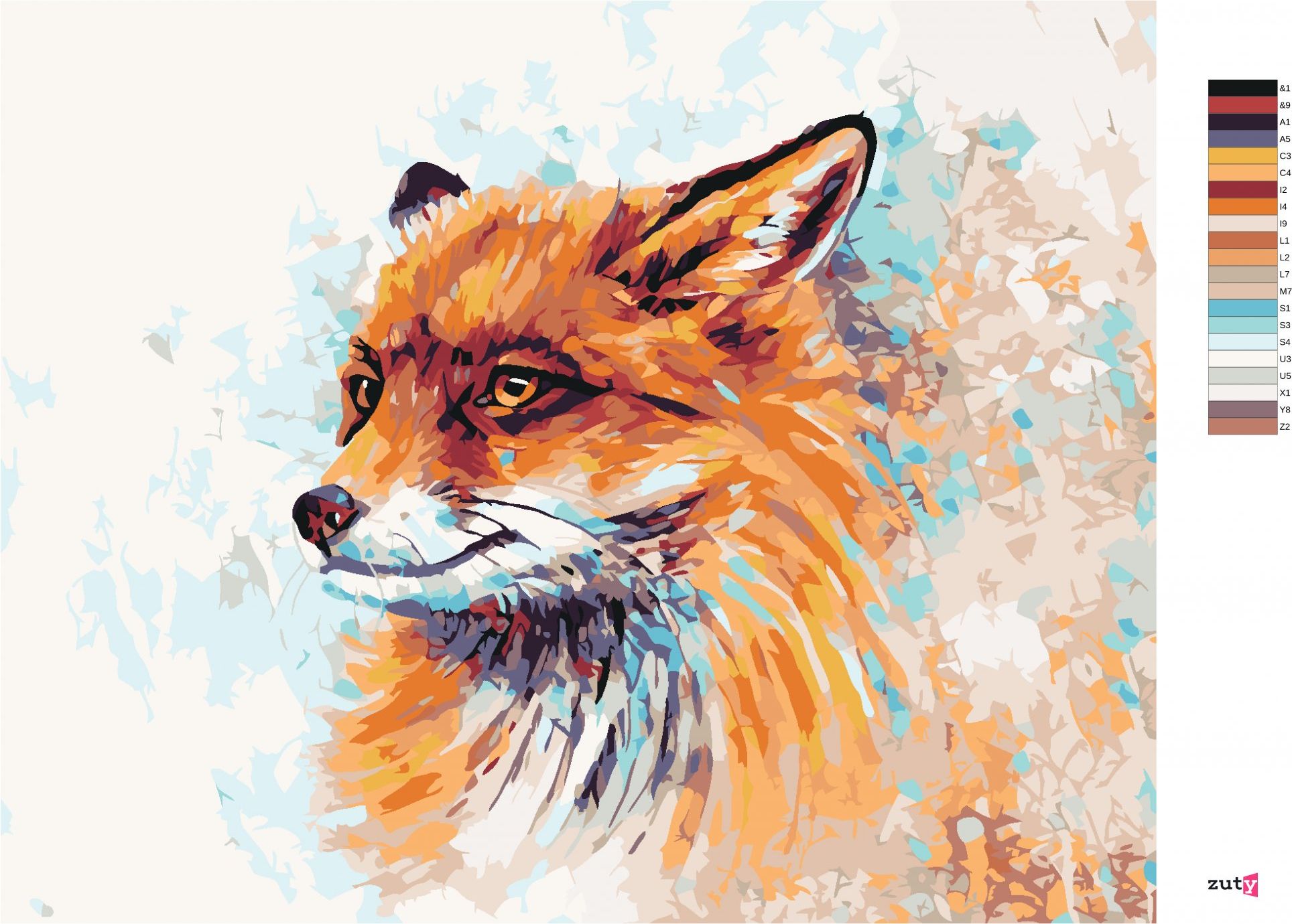 zuty Malování podle čísel - BAREVNÁ LIŠKA - Rozměr: 40x50 cm, Rámování: Varianta: vypnuté plátno na rám - obrázek 2