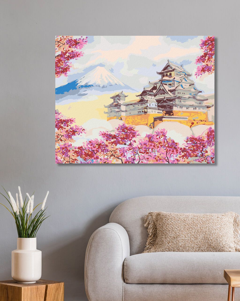 zuty Malování podle čísel - JAPONSKO CHRÁM OBKLOPENÝ KVĚTINAMI - Rozměr: 40x50 cm, Rámování: Varianta: bez rámu a bez vypnutí plátna - obrázek 6