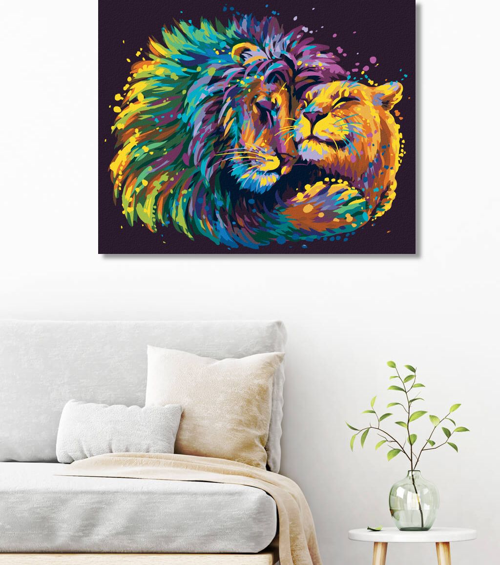 zuty Malování podle čísel - LEV A LVICE V BARVÁCH - Rozměr: 40x50 cm, Rámování: Varianta: bez rámu a bez vypnutí plátna - obrázek 7