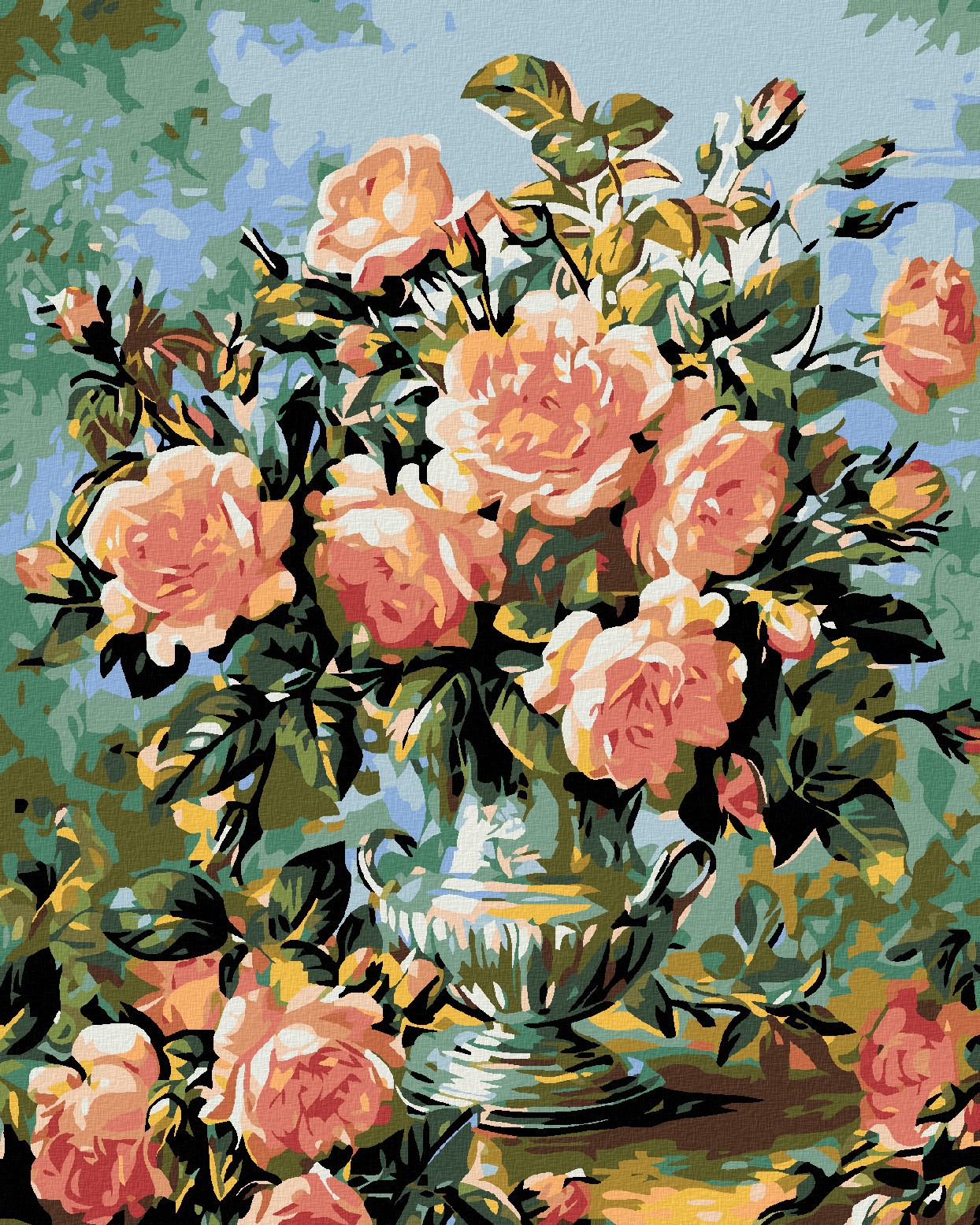 zuty Malování podle čísel - KRÁSNÉ RŮŽOVÉ RŮŽE - Rozměr: 40x50 cm, Rámování: Varianta: vypnuté plátno na rám - obrázek 1