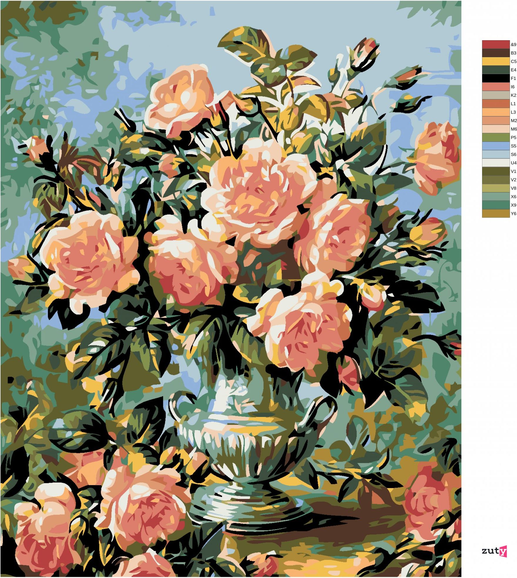 zuty Malování podle čísel - KRÁSNÉ RŮŽOVÉ RŮŽE - Rozměr: 40x50 cm, Rámování: Varianta: vypnuté plátno na rám - obrázek 2