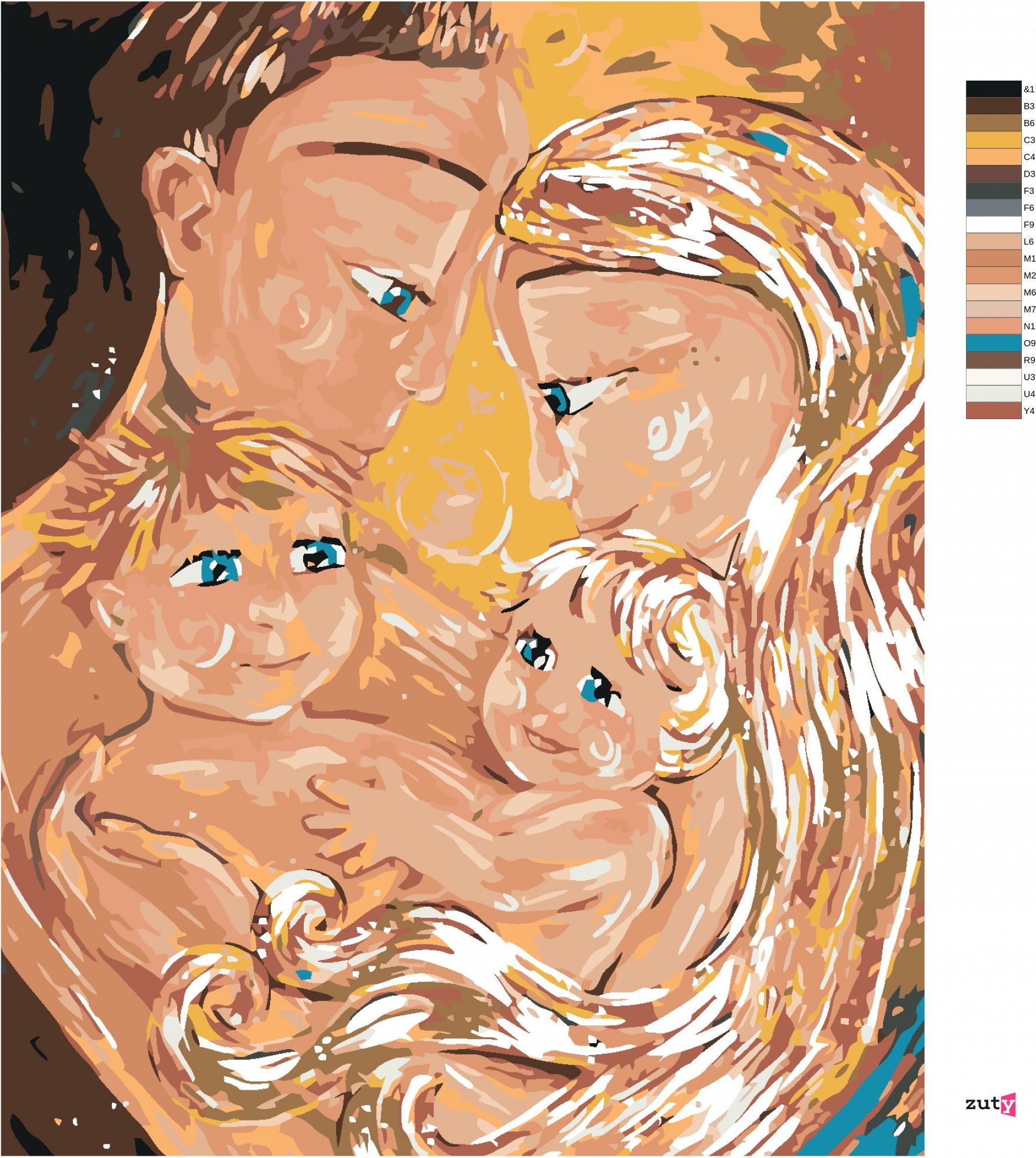 zuty Malování podle čísel - RODINA - Rozměr: 40x50 cm, Rámování: Varianta: bez rámu a bez vypnutí plátna - obrázek 5