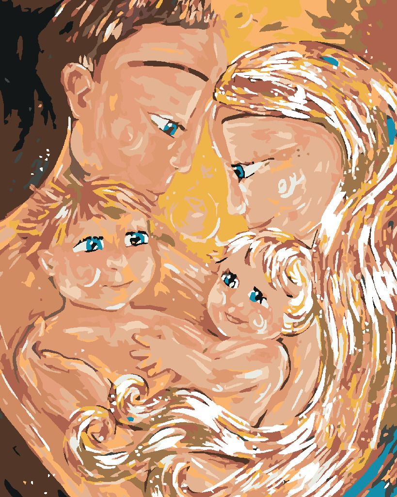 zuty Malování podle čísel - RODINA - Rozměr: 40x50 cm, Rámování: Varianta: bez rámu a bez vypnutí plátna - obrázek 6