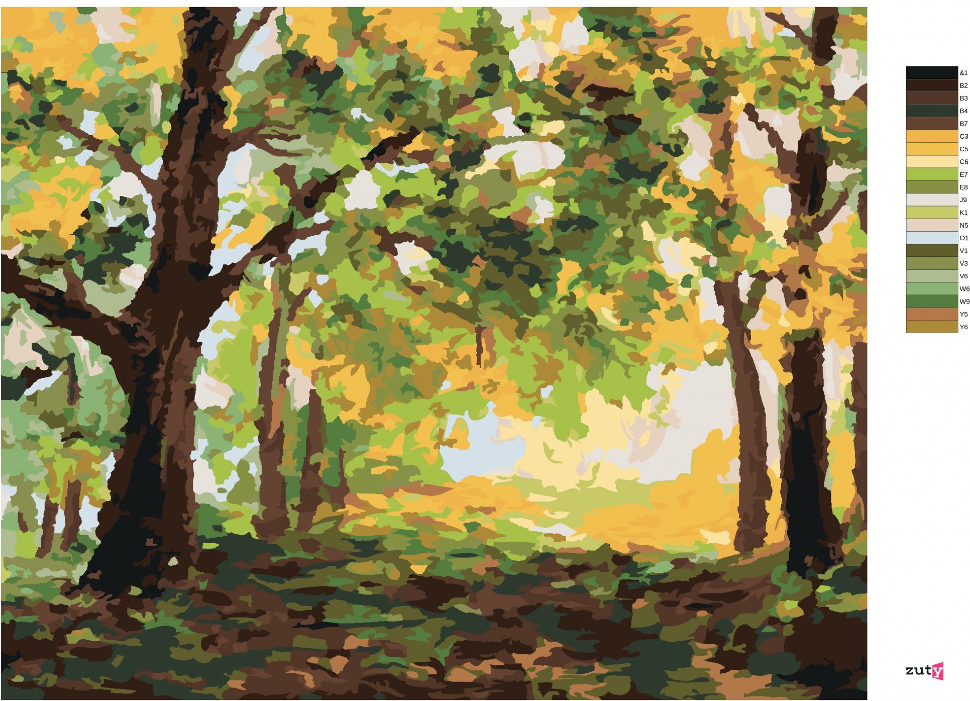 zuty Malování podle čísel - PODZIMNÍ LES KRAJINA - Rozměr: 40x50 cm, Rámování: Varianta: bez rámu a bez vypnutí plátna - obrázek 8