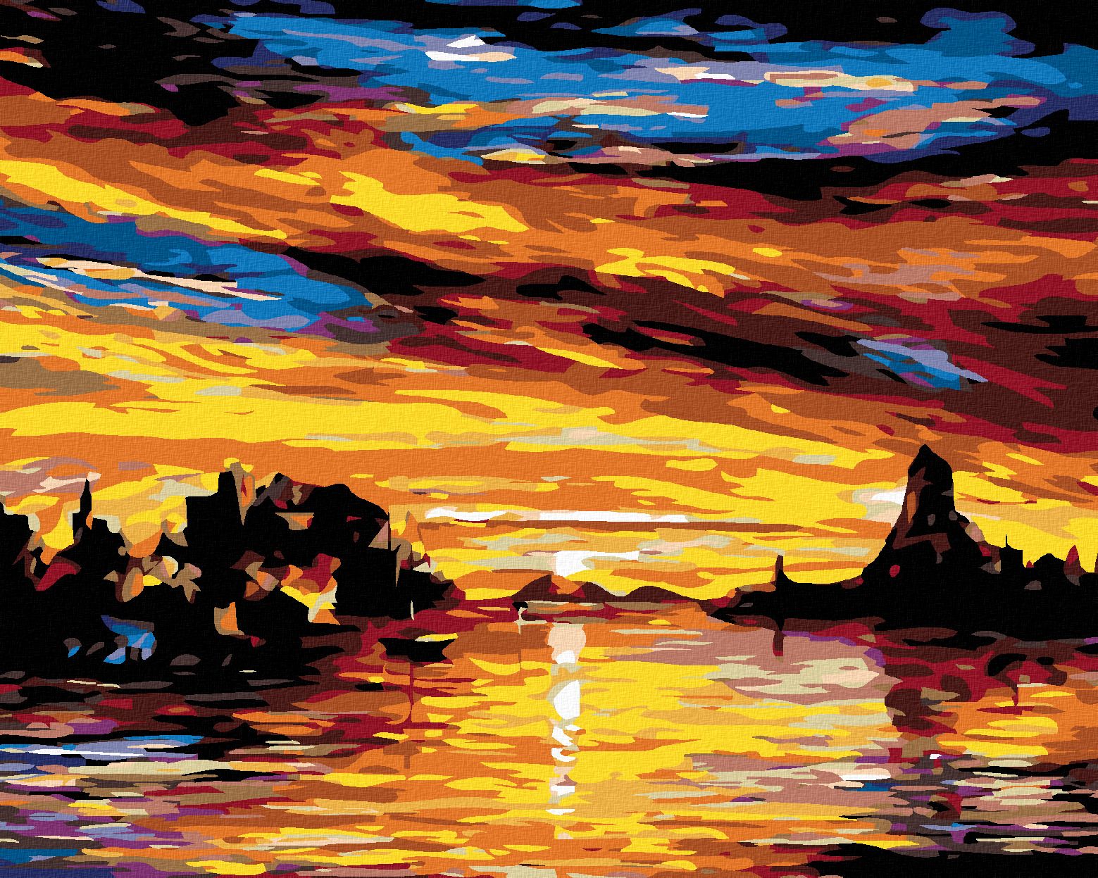 zuty Malování podle čísel - NÁDHERNÁ ZÁTOKA PŘI ZÁPADU - Rozměr: 40x50 cm, Rámování: Varianta: vypnuté plátno na rám - obrázek 1