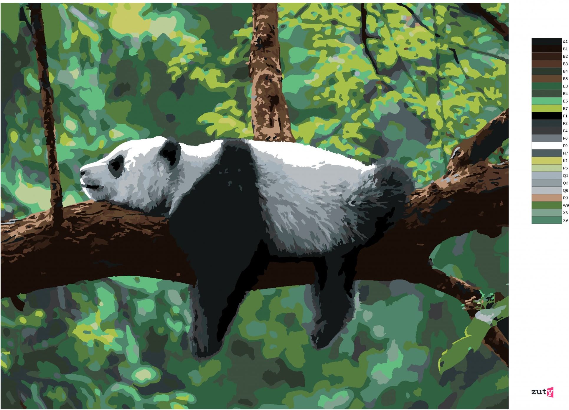 zuty Malování podle čísel - PANDA LEŽÍCÍ NA STROMĚ - Rozměr: 40x50 cm, Rámování: Varianta: vypnuté plátno na rám - obrázek 8
