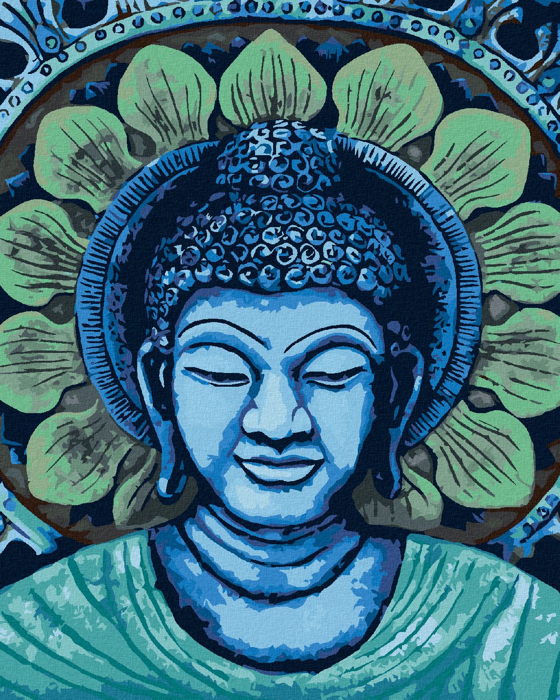 zuty Malování podle čísel - ZELENOMODRÝ BUDDHA - Rozměr: 40x50 cm, Rámování: Varianta: bez rámu a bez vypnutí plátna - obrázek 1