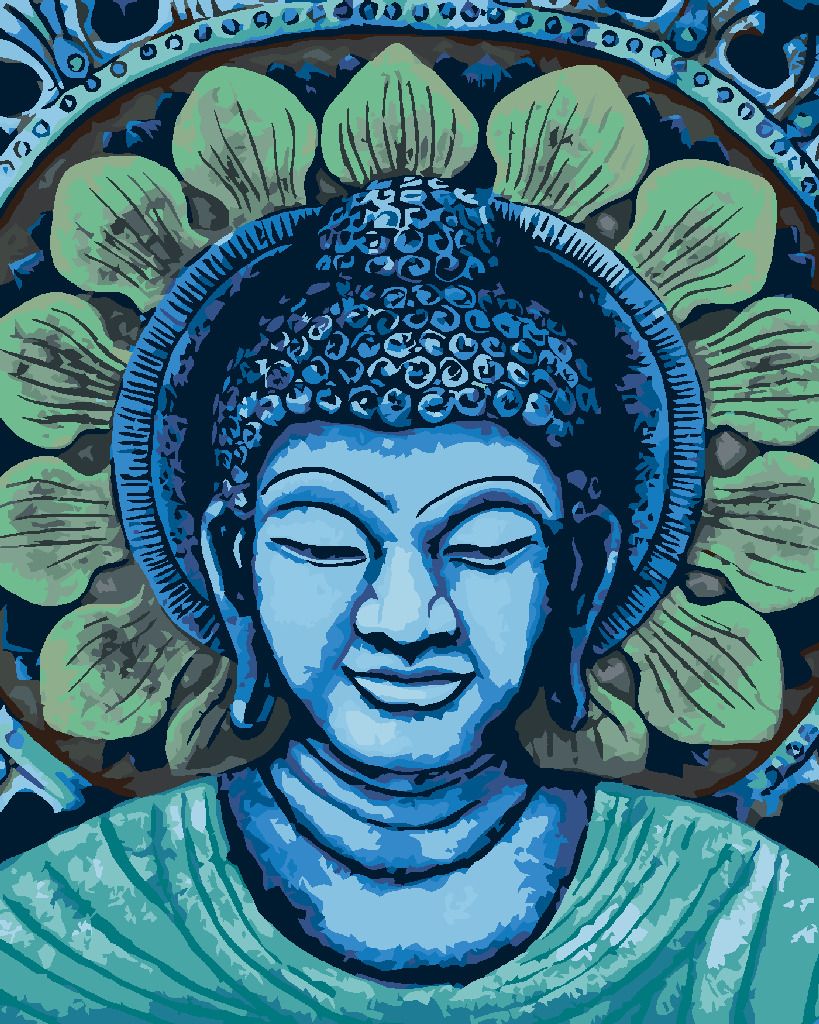 zuty Malování podle čísel - ZELENOMODRÝ BUDDHA - Rozměr: 40x50 cm, Rámování: Varianta: bez rámu a bez vypnutí plátna - obrázek 7