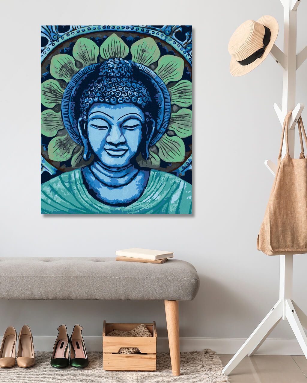 zuty Malování podle čísel - ZELENOMODRÝ BUDDHA - Rozměr: 40x50 cm, Rámování: Varianta: bez rámu a bez vypnutí plátna - obrázek 9