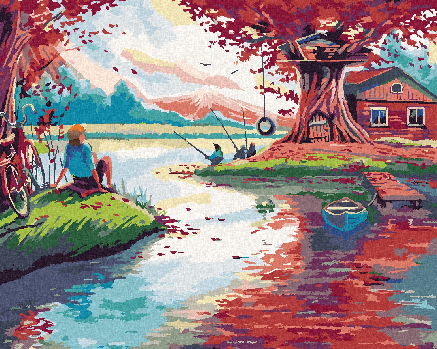 zuty Malování podle čísel - ČERVENÝ LES - Rozměr: 40x50 cm, Rámování: Varianta: vypnuté plátno na rám - obrázek 2