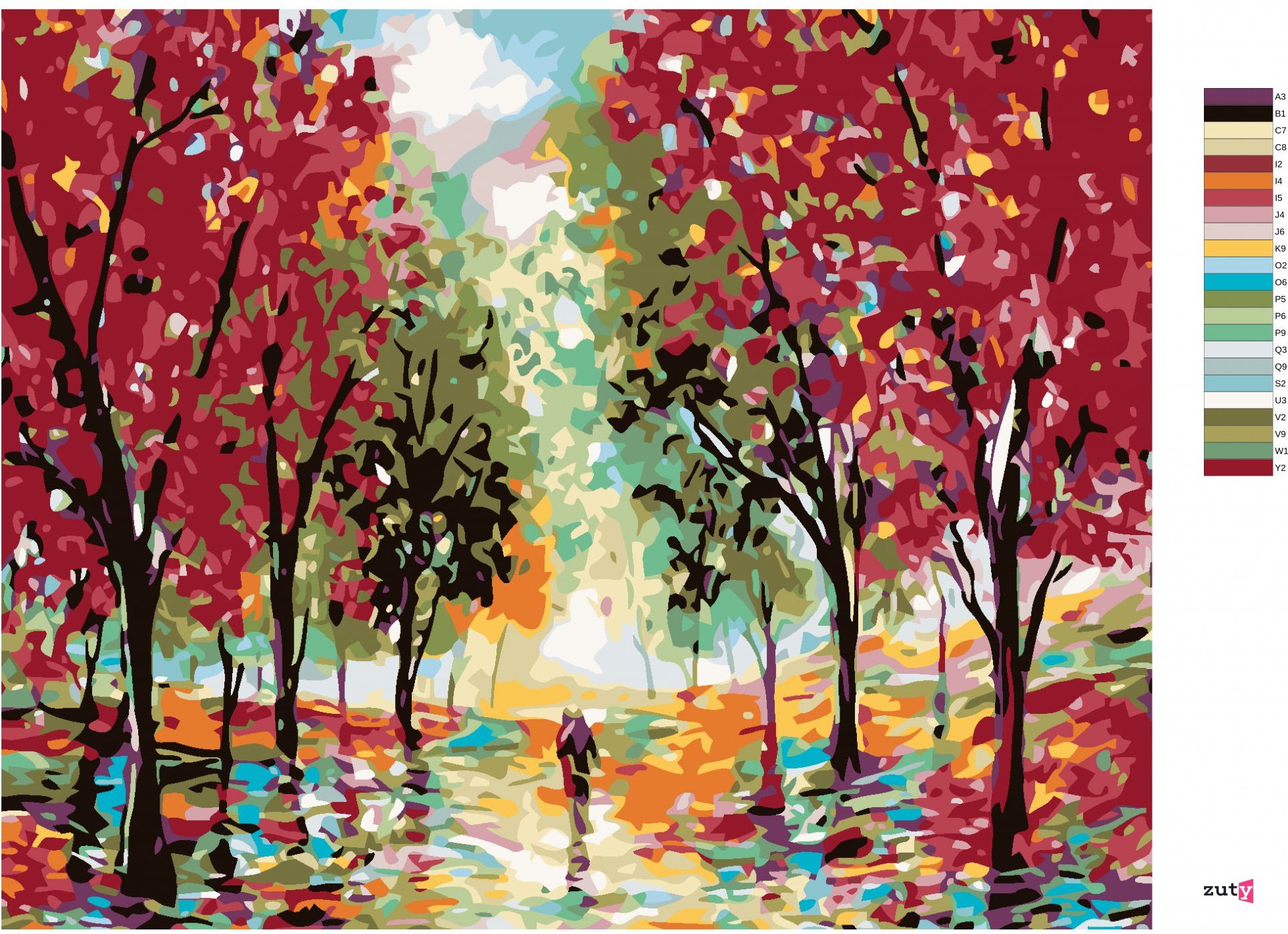 zuty Malování podle čísel - ČERVENÝ LES - Rozměr: 40x50 cm, Rámování: Varianta: vypnuté plátno na rám - obrázek 18