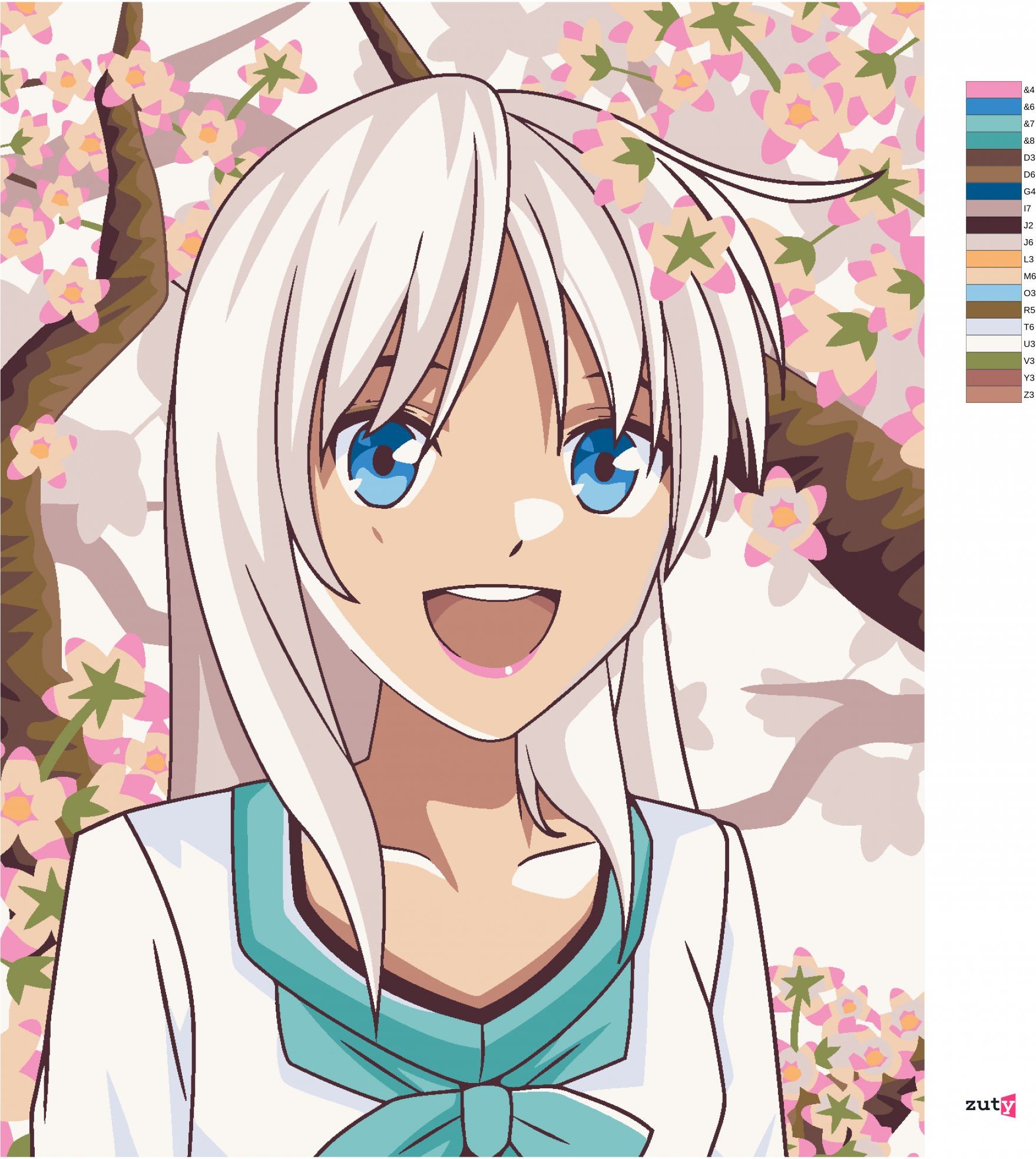 zuty Malování podle čísel - ANIME DÍVKA U STROMU - Rozměr: 40x50 cm, Rámování: Varianta: bez rámu a bez vypnutí plátna - obrázek 3