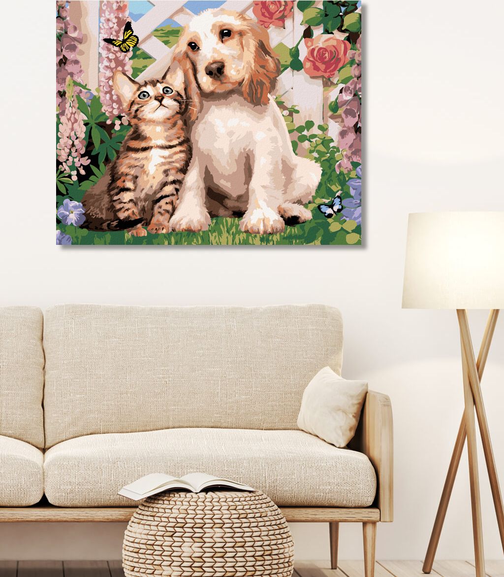 zuty Malování podle čísel - PES A KOČKA MEZI KVĚTINAMI (HOWARD ROBINSON) - Rozměr: 40x50 cm, Rámování: Varianta: vypnuté plátno na rám - obrázek 10