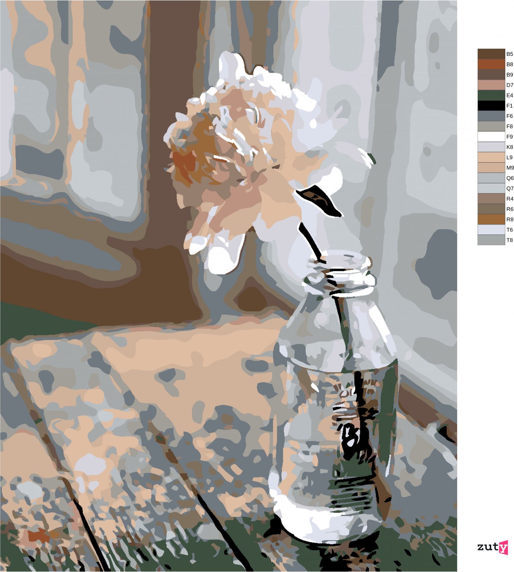zuty Malování podle čísel - KVĚTINA V LAHVI - Rozměr: 40x50 cm, Rámování: Varianta: bez rámu a bez vypnutí plátna - obrázek 8