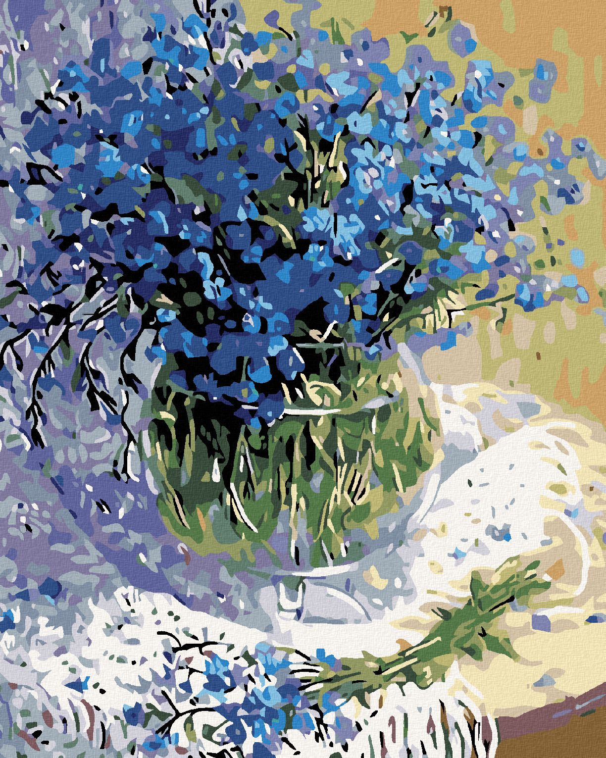 zuty Malování podle čísel - KYTICE MODRÝCH KVĚTŮ - Rozměr: 40x50 cm, Rámování: Varianta: bez rámu a bez vypnutí plátna - obrázek 1