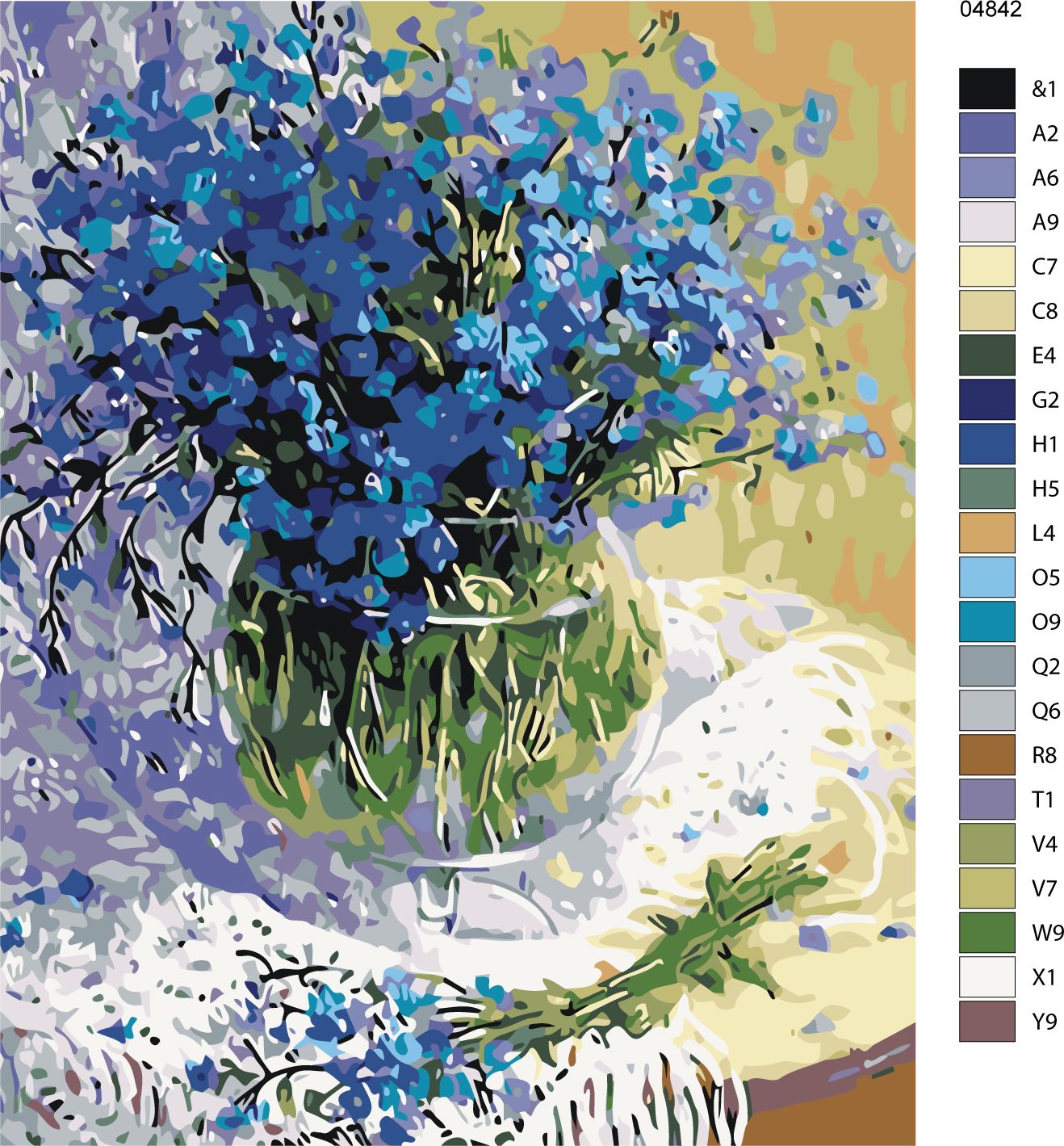 zuty Malování podle čísel - KYTICE MODRÝCH KVĚTŮ - Rozměr: 40x50 cm, Rámování: Varianta: bez rámu a bez vypnutí plátna - obrázek 22
